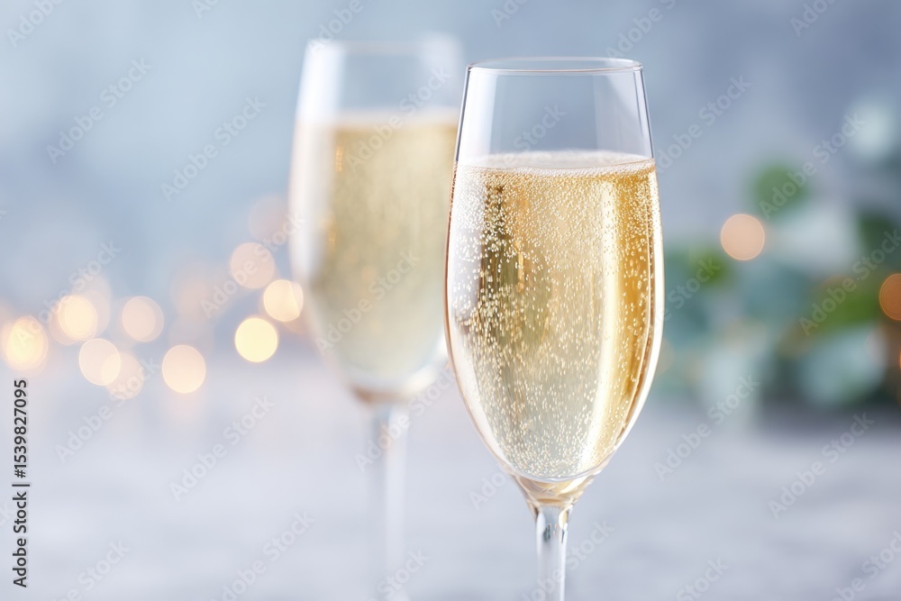 close-up view of elegant sparkling champagne glasses minimalistic setting close-up view of elegant sparkling champagne glasses minimalistic setting