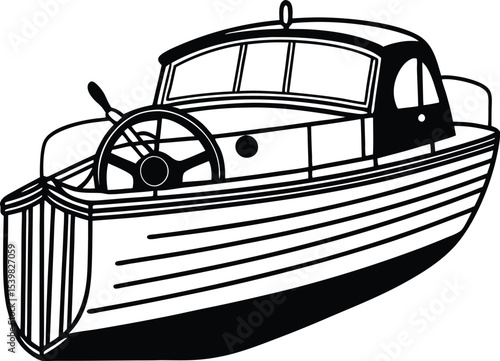 black and white boat