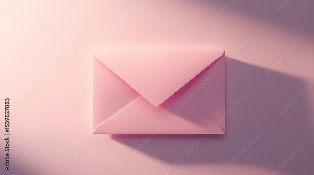 Pink Envelope Minimalist Correspondence isolated on pink background Pink Envelope Minimalist Correspondence isolated on pink background