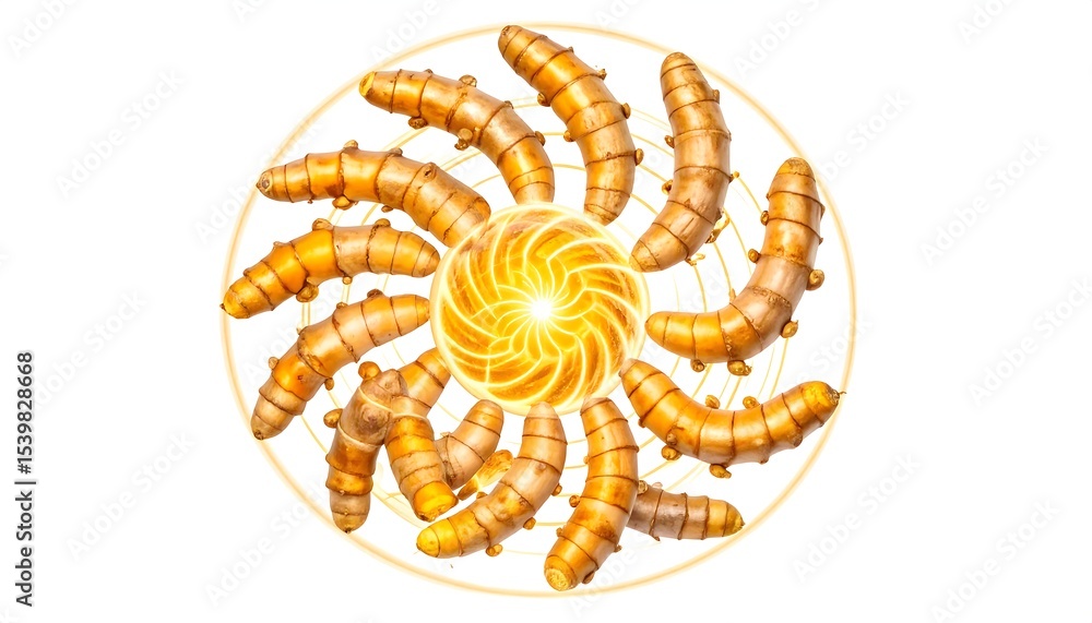 Naklejka premium Turmeric Roots Spiral Design.
