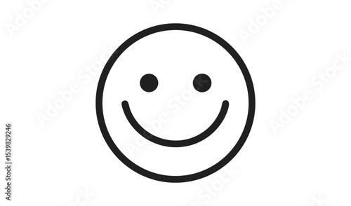 Simple black line art happy smiley face icon