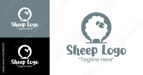 Elegant Sheep Logo in Grey and Black for Business Branding and Marketing Purposes