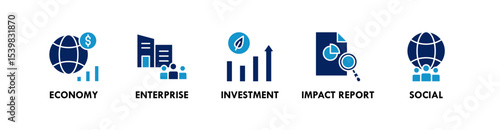 Impact Economy banner web icon vector illustration concept with icon of economy, enterprise, investment, impact economy, and social