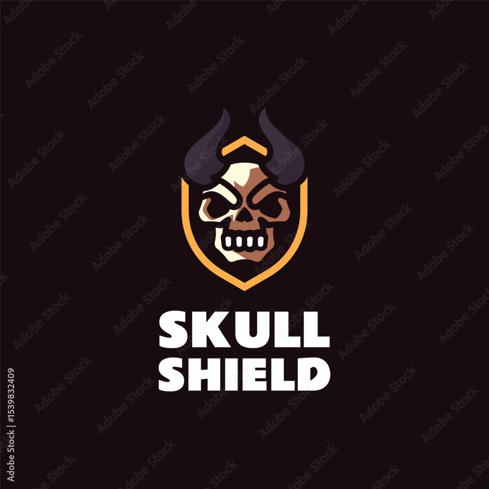 Fototapeta premium Skull Shield Mascot Logo Design