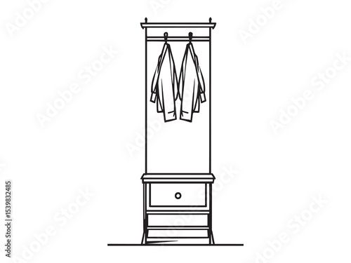 Hand drawn hall tree vector with detailed line art design