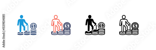 Retirement icon set multiple style collection