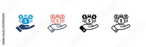 Income icon set multiple style collection