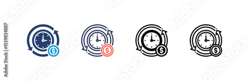 Time Is Money icon set multiple style collection