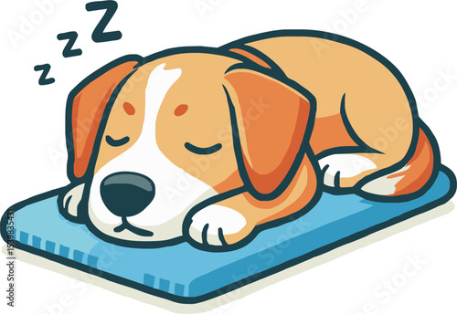 hand drawn dog sleeping nearby vector isolated on white background illustration for cliparts, sticker, print, pet shop.