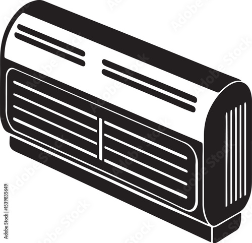 air conditioner silhouette, black and white silhouette, vector and illustration	