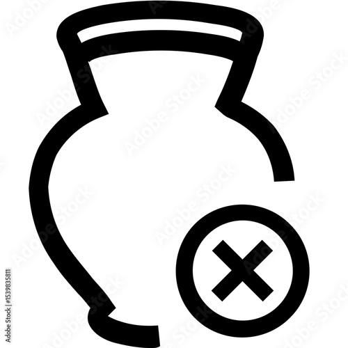 Black outline of a vase with a circular x mark indicating deletion or removal of the vase image icon