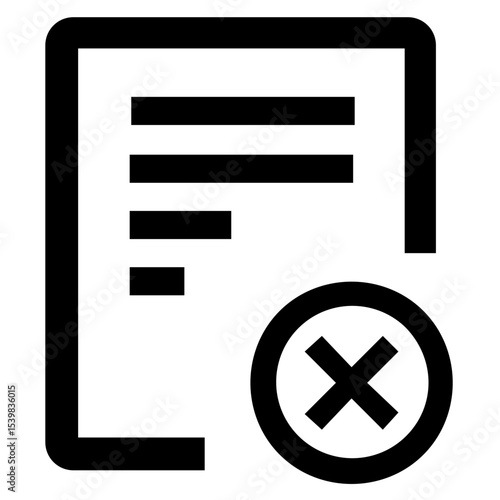 Document with lines and a cross inside a circle indicating deletion or removal of the document icon