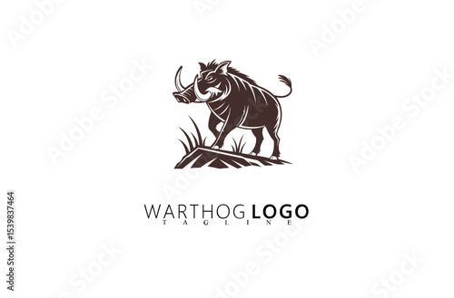 Wilderness-Ready Warthog Logo Design With Clean Boar Icon. Rugged Branding for Safari Equipment, Hunting Clubs, Wildlife Advocacy Groups, and Nature-Based Outdoor Business Logos.

