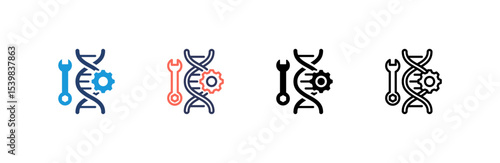 Genetic Engineering icon set multiple style collection