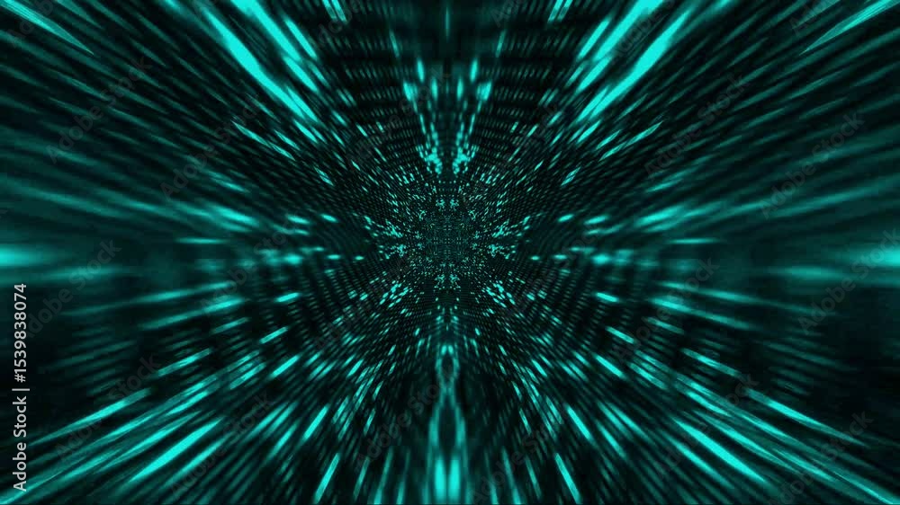 Abstract Teal Digital Tunnel Hypnotic Motion Graphics Background