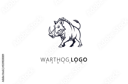 Powerful Warthog Logo Design With Bold Animal Icon. Rugged Vector Illustration for Outdoor Brands, Safari Adventures, Hunting Accessories, and Wildlife Organizations With Strong Branding Needs.

