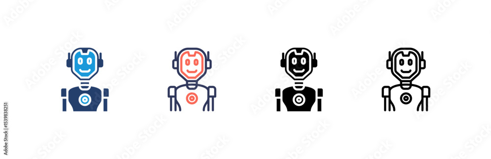 Humanoid icon set multiple style collection Humanoid icon set multiple style collection