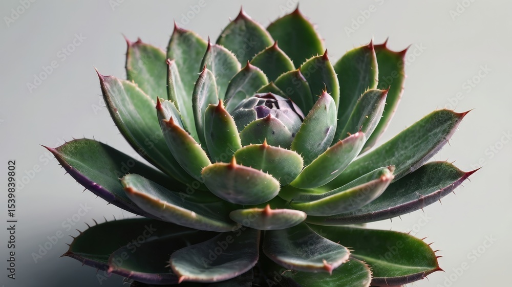 Green succulent rosette displaying intricate leaf structure and delicate burgundy tips during a peaceful afternoon Green succulent rosette displaying intricate leaf structure and delicate burgundy tips during a peaceful afternoon