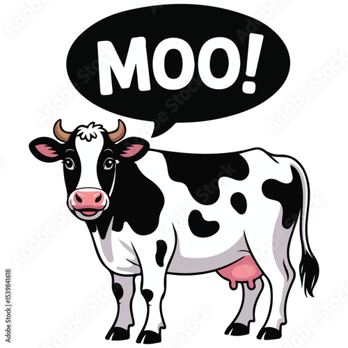 Cow saying moo in bubble vector isolated white background