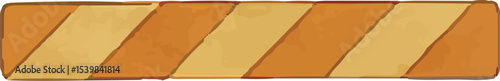 This illustration shows an orange and yellow striped barrier tape, used in road work to cordon off construction zones, ensuring safety with its highly visible, reflective design