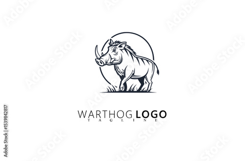Warthog Head Logo Design with Bold Identity Graphics. Designed for Rugged Brand Identity in Adventure Gear, Outdoor Products, and Hunting Accessories With Fierce Wildlife Vector Illustration.

