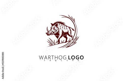 Professional Warthog Logo Design With Vintage Animal Icon. Great for Safari Branding, Hunting Accessories, Wildlife Conservation, and Rugged Outdoor Business Logos for Identity Building.

