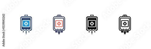 Blood Bag icon set multiple style collection