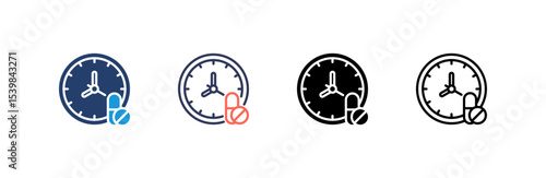 Clock icon set multiple style collection