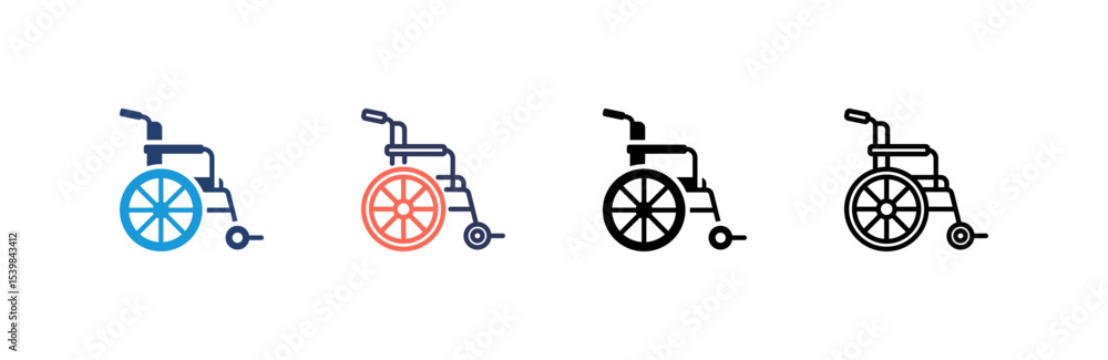Fototapeta premium Wheelchair icon set multiple style collection