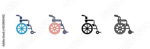 Wheelchair icon set multiple style collection