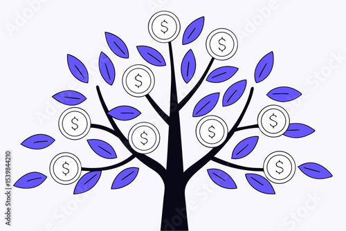 Money tree illustration financial growth concept
