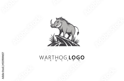 Vintage Style Warthog Logo Design for Outdoor Branding. Distinctive Wild Boar Vector Emblem for Adventure Brands, Nature Tourism, and Rugged Wildlife-Inspired Logo Identity Design Concepts.

