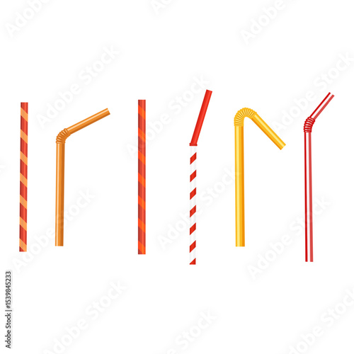 Drinking straws with different shapes.Vector illustration.