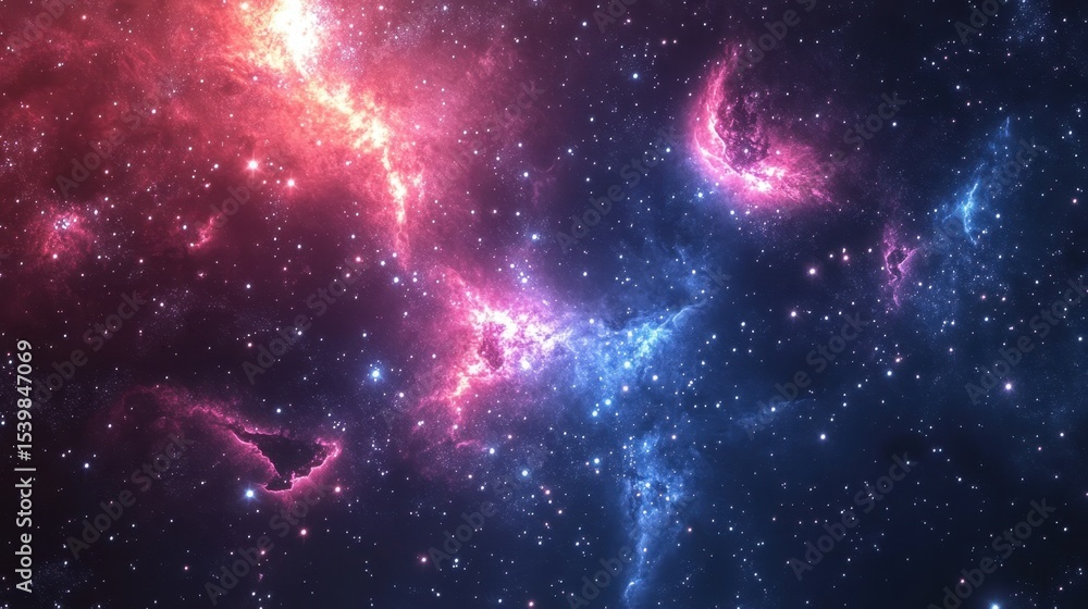 Fototapeta premium Nightfall spectacle chaotic stars in a dark colorful sky outer space celestial viewpoint cosmic concept