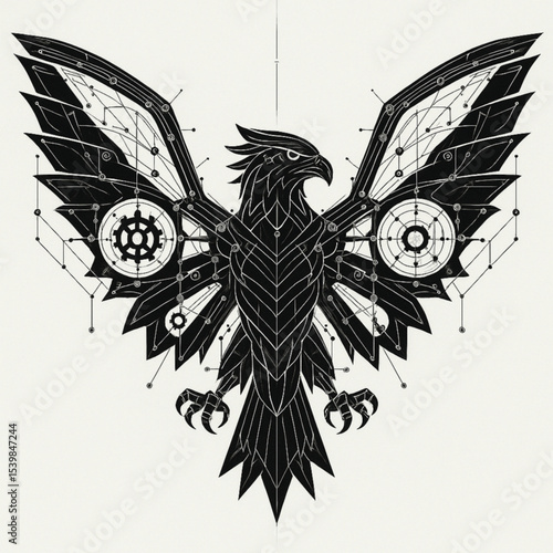 Uniquely designed futuristic eagle. For design assets, education, decoration, posters, futuristic NFTs, typography, and illustrations.