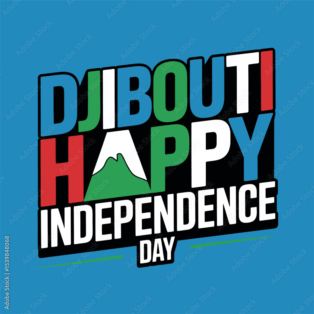 Obraz premium Djibouti Independence Day Mountain Sunrise Graphic Poster Design Celebration