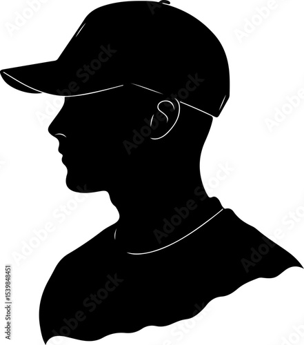 silhouette of man wearing baseball cap