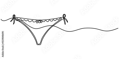 female underwear continuous one line drawing, Underwear icon, Ladies Underwear Line Icon Design, Continuous line art of women's panties,     One line drawing. Single line art. Vector.        