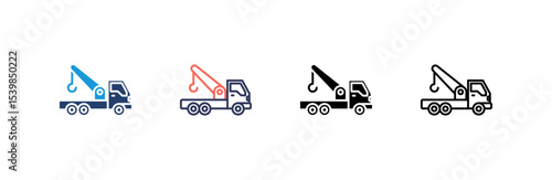 Tow Truck icon set multiple style collection