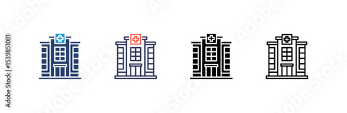 Hospital icon set multiple style collection