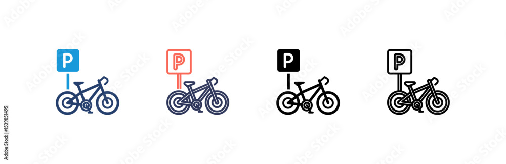 Fototapeta premium Bicycle Parking icon set multiple style collection