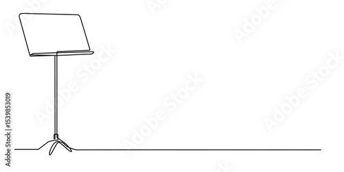 Music Stand One Line Drawing on White Background