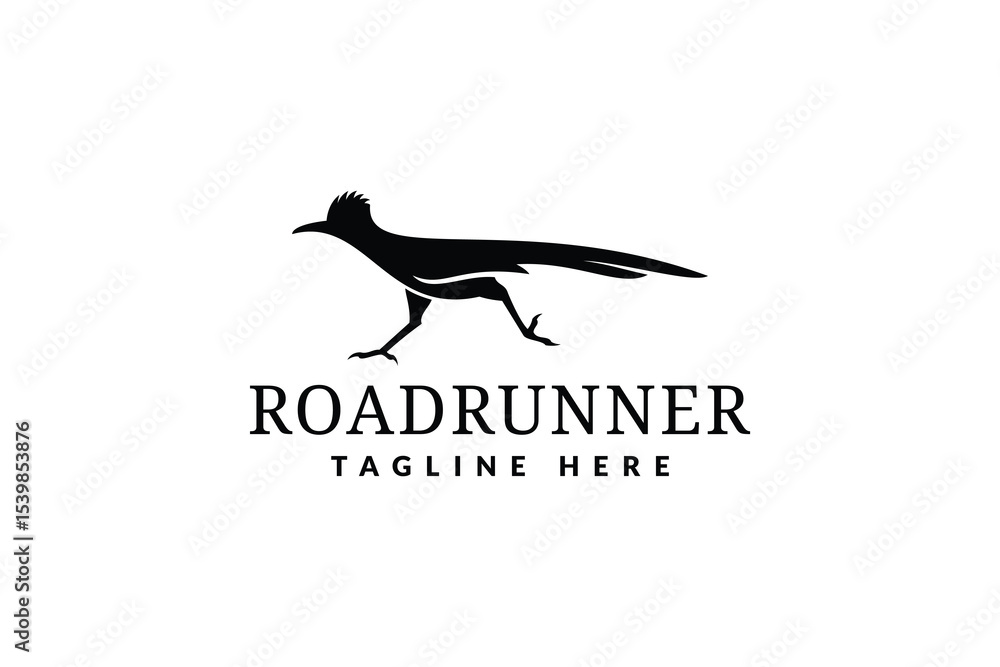 Naklejka premium roadrunner logo design vector illustration. roadrunner silhouette logo template