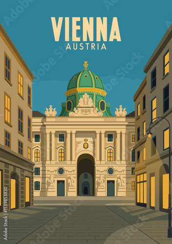 View of cityscape vienna austria night