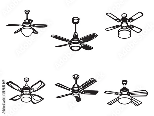 Home ceiling fan with built in light line artwork