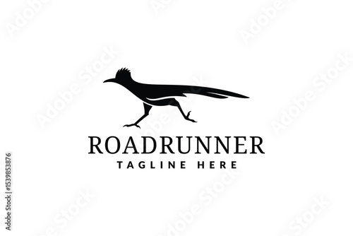 roadrunner logo design vector illustration. roadrunner silhouette logo template	
