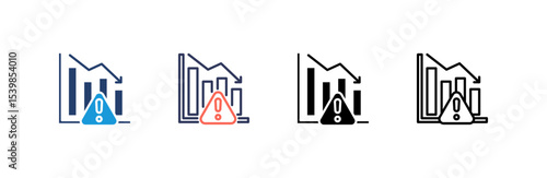 Recession icon set multiple style collection