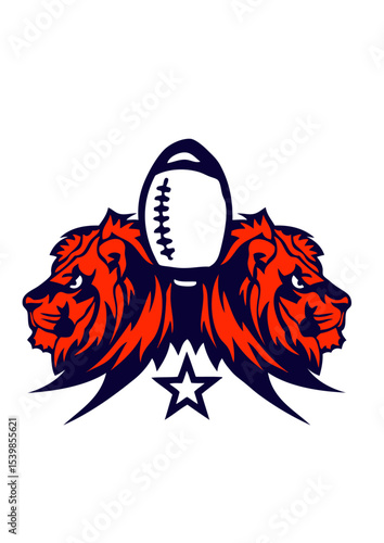 foot americain lion logo ballon sport