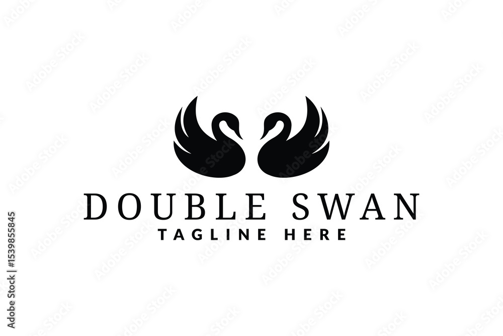 Obraz premium two swans logo design. logo icon vector illustration