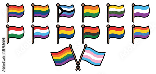 Collection of lgbtqia pride flags and bisexual flag